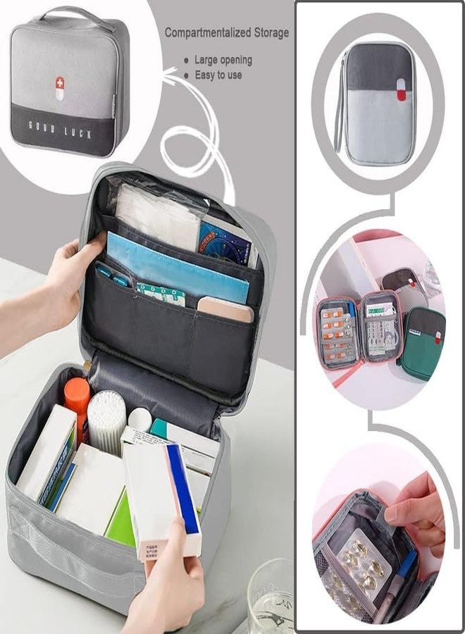 Luxoper Set of 2 Medicine Bags - Travel First Aid Organizer Pouches for Home, Office, Car, Emergency Camping - Empty Medical Storage Bags for Pills, Tablets, Small Survival Items (Multicolor) - Image 4